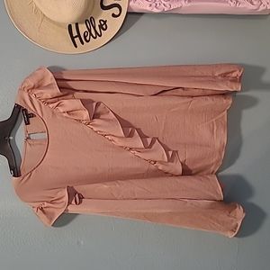 Lane Bryant 20 Ruffled rose color blouse